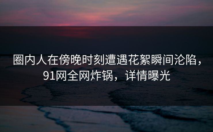 圈内人在傍晚时刻遭遇花絮瞬间沦陷，91网全网炸锅，详情曝光  第1张
