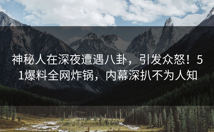 神秘人在深夜遭遇八卦，引发众怒！51爆料全网炸锅，内幕深扒不为人知  第1张