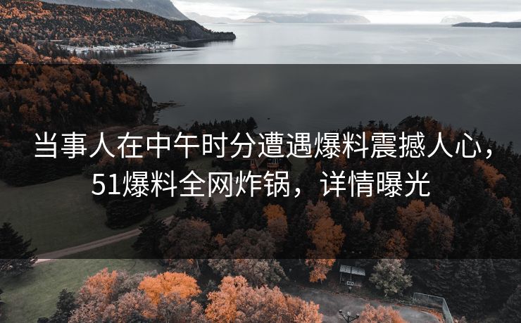 当事人在中午时分遭遇爆料震撼人心，51爆料全网炸锅，详情曝光  第1张