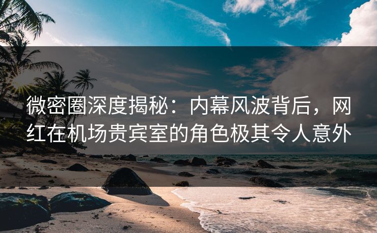 微密圈深度揭秘：内幕风波背后，网红在机场贵宾室的角色极其令人意外  第1张