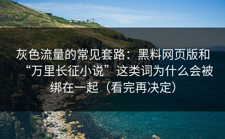 灰色流量的常见套路：黑料网页版和“万里长征小说”这类词为什么会被绑在一起（看完再决定）  第1张